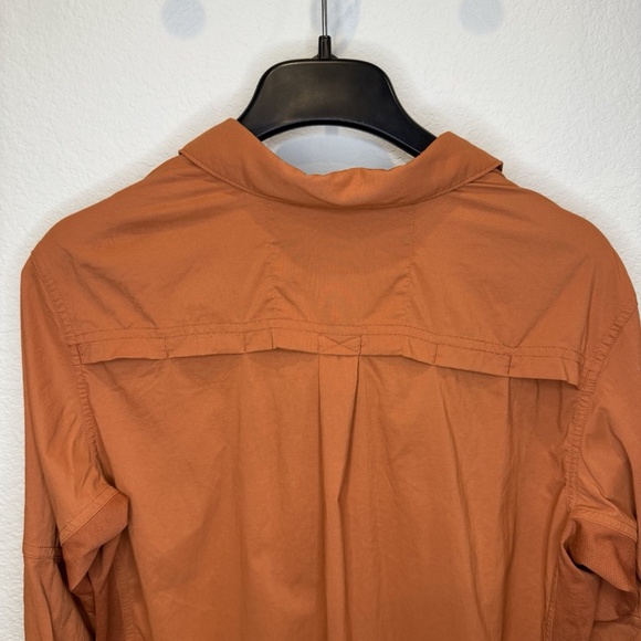 REI CO-OP Shirt Size LARGE Womens Orange Sahara Button Up Long Sleeve Hiking - Picture 7 of 8
